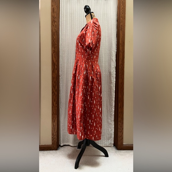 SEASALT CHARLOTTE ORANGE FISH SHORT SLEEVE MIDI FIT & FLARE DRESS size 6 - Picture 5 of 11